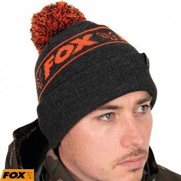 Шапка Fox Collection Bobbles чёрная / оранжевая CHH021 фото